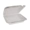 Pactiv Evergreen Foam Hinged Lid Container, Dual Tab Lock Happy Face, 8 x 7.75 x 2.25, White, 200PK YHD18SS00200 - alternate 1